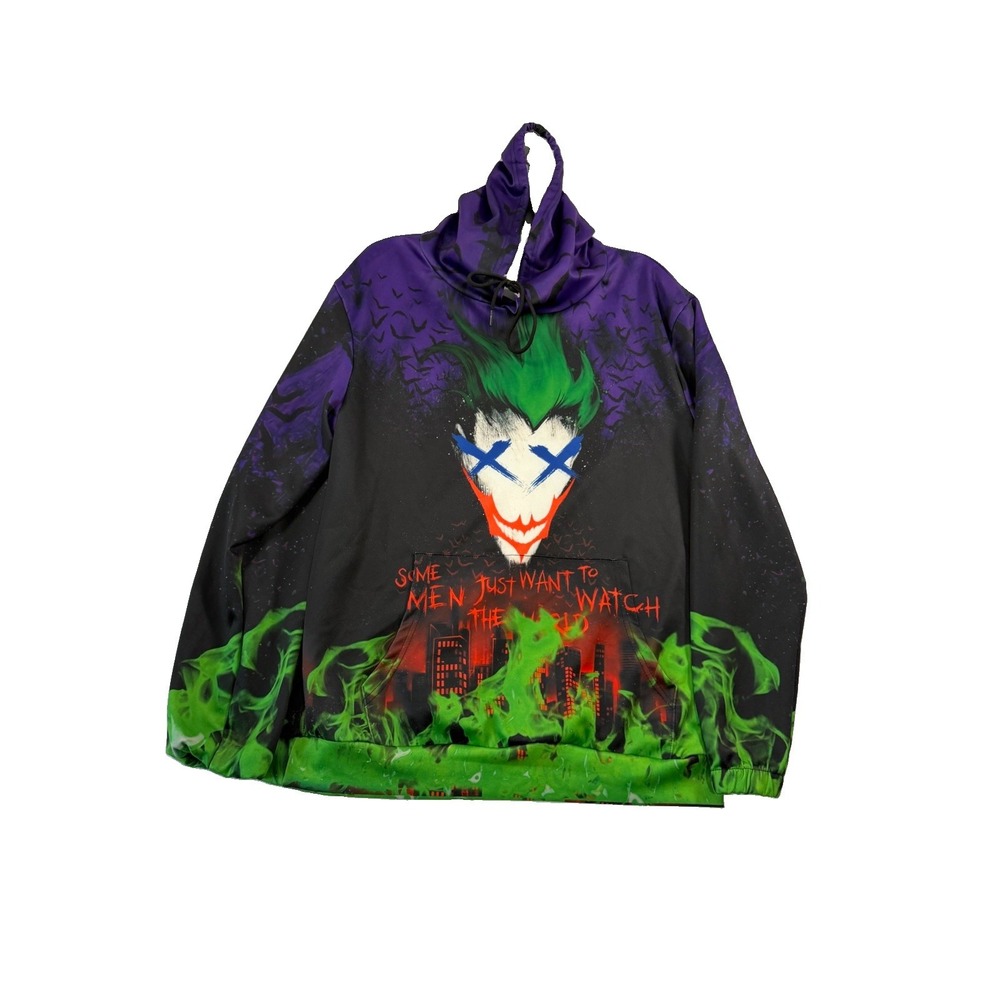 The Joker Hoodie Why So Serious Batman Size Men's L Halloween Retro
